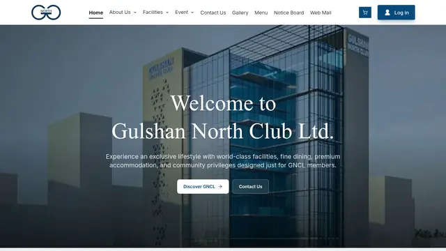 Home page of the Gulshan North Club website on a desktop screen