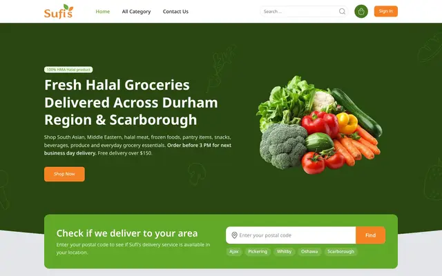Home page of the Sufi's Market website on a desktop screen