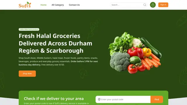 Home page of the Sufi's Market website on a desktop screen